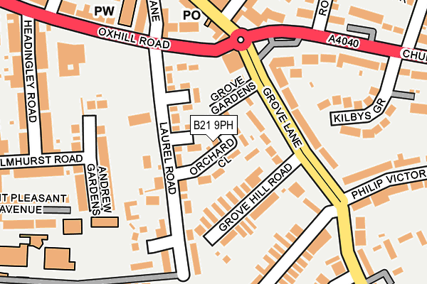 B21 9PH map - OS OpenMap – Local (Ordnance Survey)