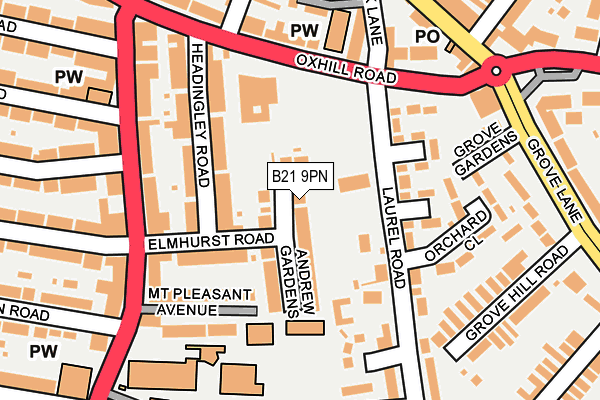 B21 9PN map - OS OpenMap – Local (Ordnance Survey)