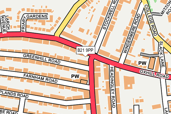 B21 9PP map - OS OpenMap – Local (Ordnance Survey)