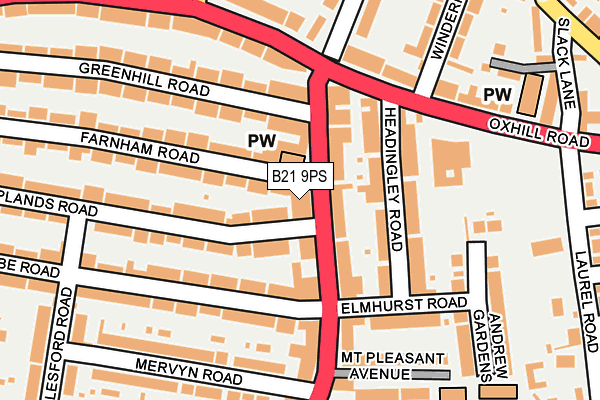 B21 9PS map - OS OpenMap – Local (Ordnance Survey)