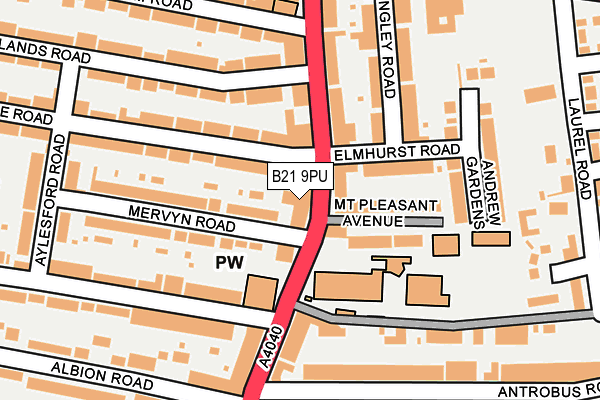 B21 9PU map - OS OpenMap – Local (Ordnance Survey)