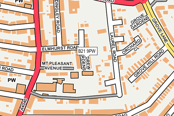 B21 9PW map - OS OpenMap – Local (Ordnance Survey)