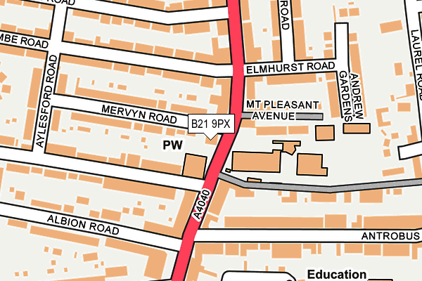 B21 9PX map - OS OpenMap – Local (Ordnance Survey)