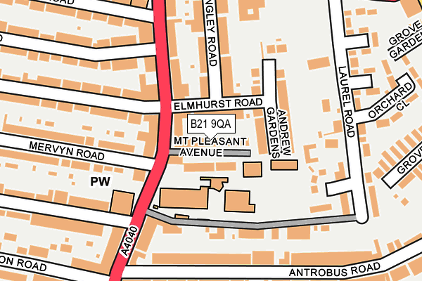 B21 9QA map - OS OpenMap – Local (Ordnance Survey)