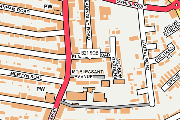 B21 9QB map - OS OpenMap – Local (Ordnance Survey)