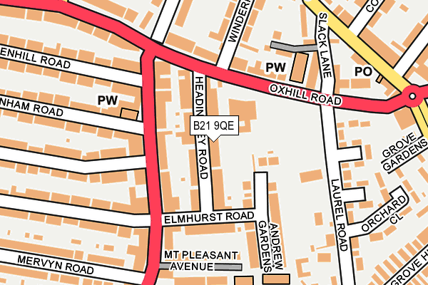 B21 9QE map - OS OpenMap – Local (Ordnance Survey)