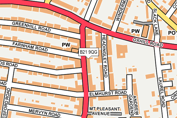 B21 9QG map - OS OpenMap – Local (Ordnance Survey)