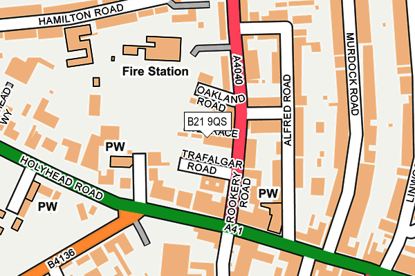 B21 9QS map - OS OpenMap – Local (Ordnance Survey)