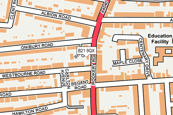 B21 9QX map - OS OpenMap – Local (Ordnance Survey)