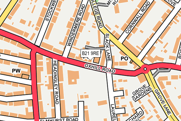 B21 9RE map - OS OpenMap – Local (Ordnance Survey)