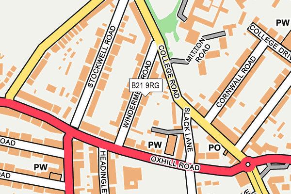 B21 9RG map - OS OpenMap – Local (Ordnance Survey)