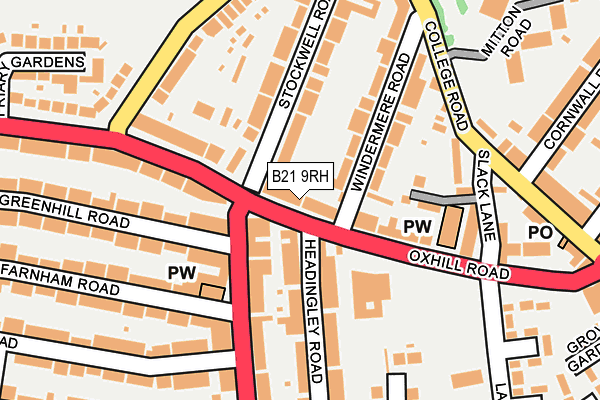 B21 9RH map - OS OpenMap – Local (Ordnance Survey)