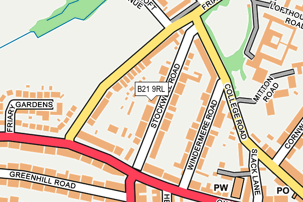 B21 9RL map - OS OpenMap – Local (Ordnance Survey)