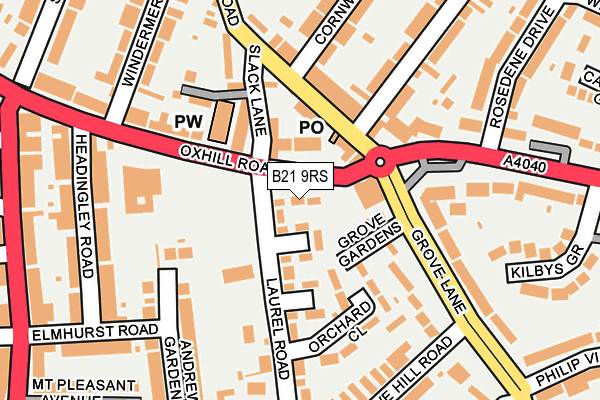 B21 9RS map - OS OpenMap – Local (Ordnance Survey)