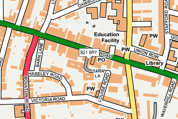 B21 9RY map - OS OpenMap – Local (Ordnance Survey)