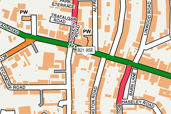 B21 9SE map - OS OpenMap – Local (Ordnance Survey)