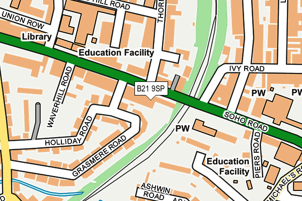 B21 9SP map - OS OpenMap – Local (Ordnance Survey)