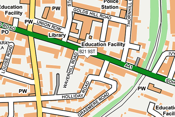 B21 9ST map - OS OpenMap – Local (Ordnance Survey)