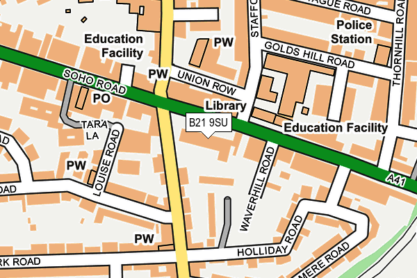 B21 9SU map - OS OpenMap – Local (Ordnance Survey)