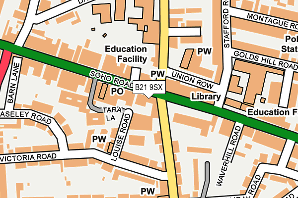 B21 9SX map - OS OpenMap – Local (Ordnance Survey)