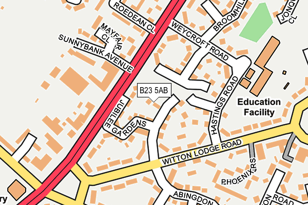 B23 5AB map - OS OpenMap – Local (Ordnance Survey)