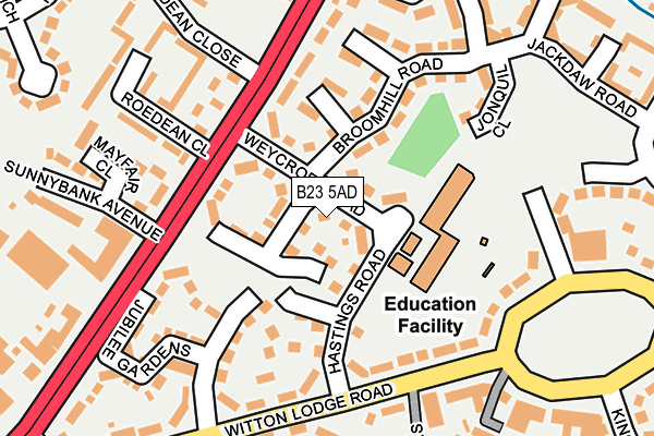 B23 5AD map - OS OpenMap – Local (Ordnance Survey)