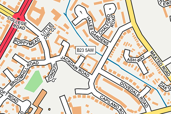 B23 5AW map - OS OpenMap – Local (Ordnance Survey)