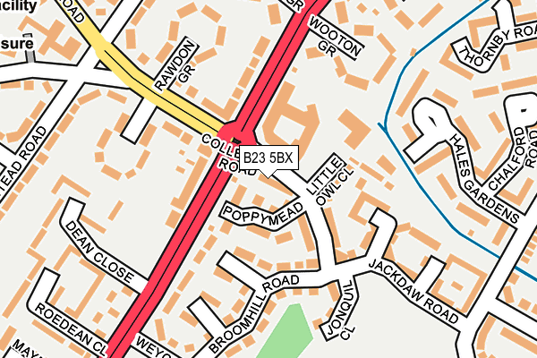 B23 5BX map - OS OpenMap – Local (Ordnance Survey)