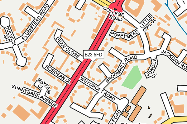 B23 5FD map - OS OpenMap – Local (Ordnance Survey)
