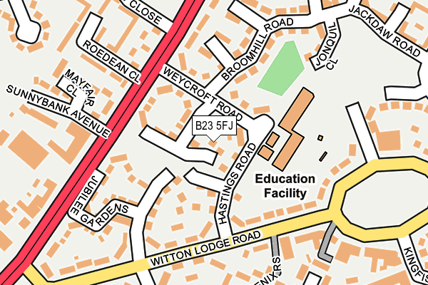 B23 5FJ map - OS OpenMap – Local (Ordnance Survey)