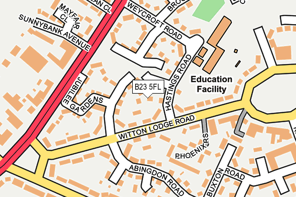 B23 5FL map - OS OpenMap – Local (Ordnance Survey)