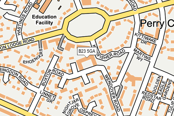 B23 5GA map - OS OpenMap – Local (Ordnance Survey)