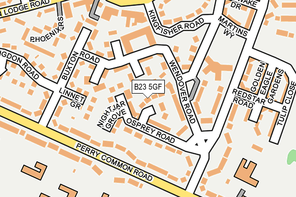 B23 5GF map - OS OpenMap – Local (Ordnance Survey)