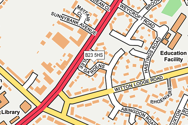 B23 5HS map - OS OpenMap – Local (Ordnance Survey)