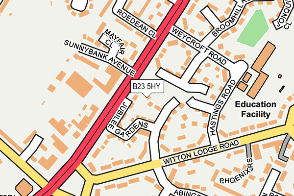 B23 5HY map - OS OpenMap – Local (Ordnance Survey)