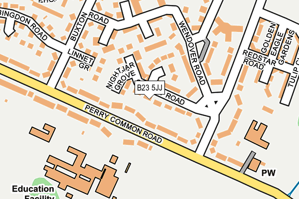 B23 5JJ map - OS OpenMap – Local (Ordnance Survey)