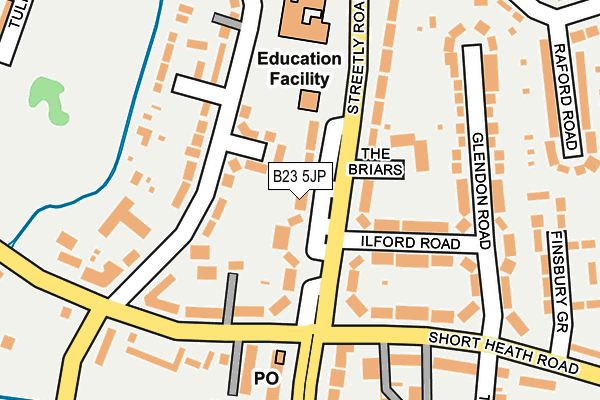 B23 5JP map - OS OpenMap – Local (Ordnance Survey)
