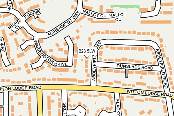 B23 5LW map - OS OpenMap – Local (Ordnance Survey)