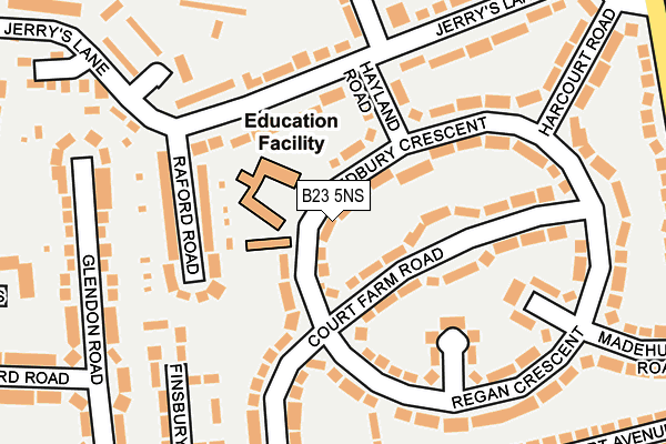 B23 5NS map - OS OpenMap – Local (Ordnance Survey)