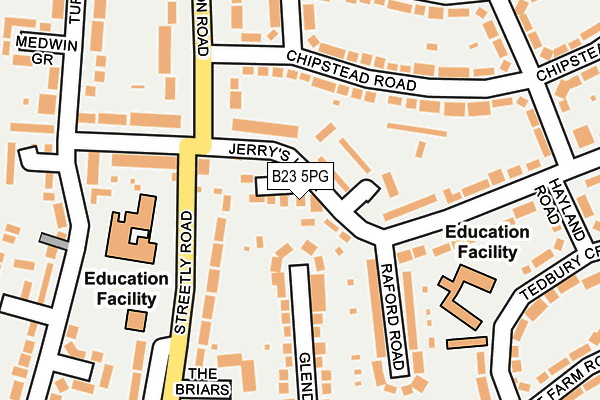 B23 5PG map - OS OpenMap – Local (Ordnance Survey)