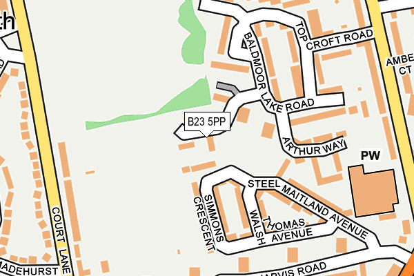 B23 5PP map - OS OpenMap – Local (Ordnance Survey)