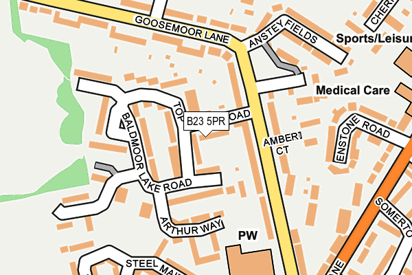 B23 5PR map - OS OpenMap – Local (Ordnance Survey)