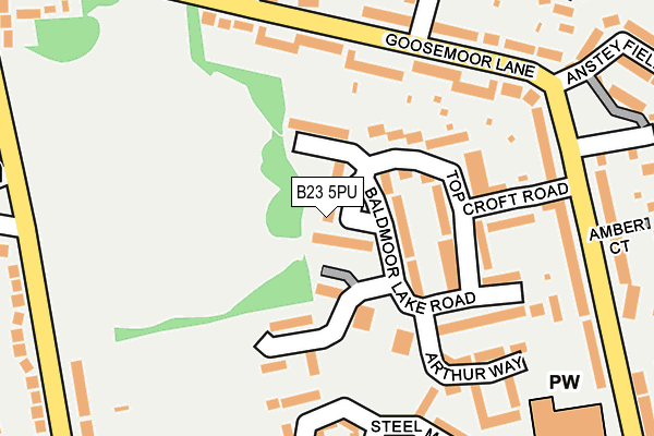 B23 5PU map - OS OpenMap – Local (Ordnance Survey)