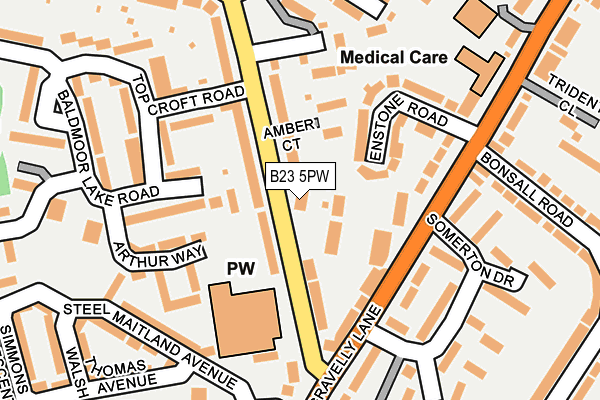 B23 5PW map - OS OpenMap – Local (Ordnance Survey)