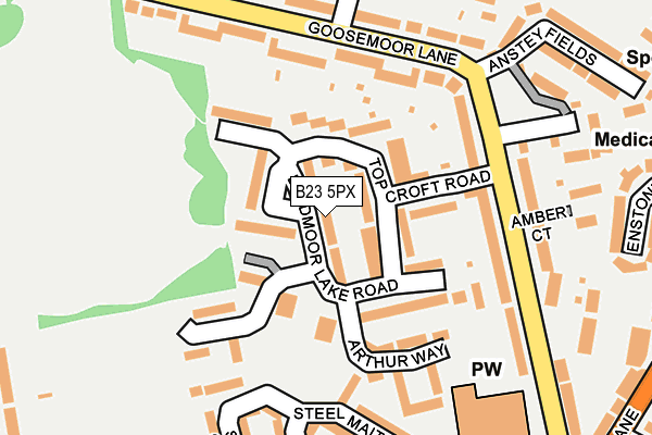 B23 5PX map - OS OpenMap – Local (Ordnance Survey)