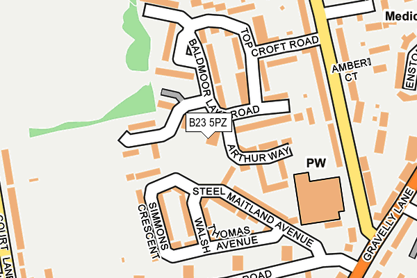 B23 5PZ map - OS OpenMap – Local (Ordnance Survey)