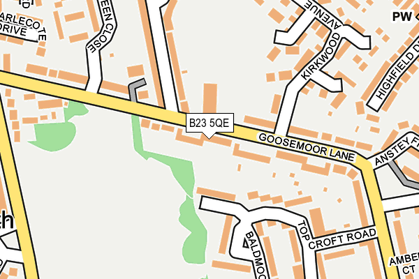 B23 5QE map - OS OpenMap – Local (Ordnance Survey)