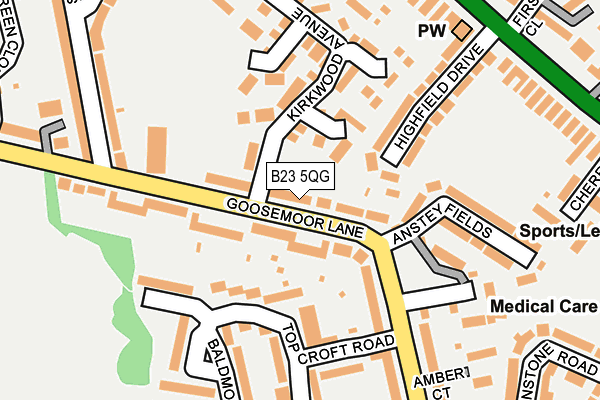 B23 5QG map - OS OpenMap – Local (Ordnance Survey)