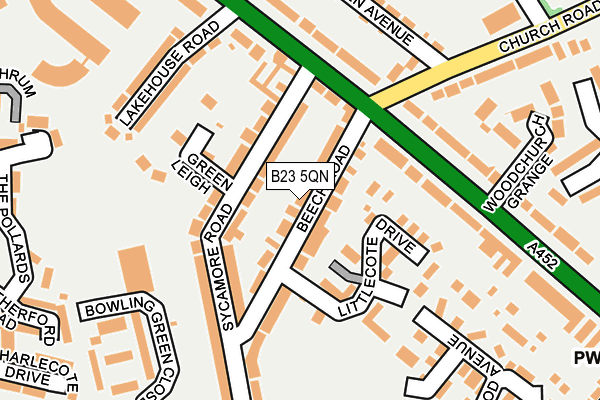 B23 5QN map - OS OpenMap – Local (Ordnance Survey)
