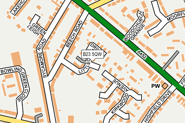 B23 5QW map - OS OpenMap – Local (Ordnance Survey)